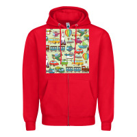 Red Planes, Trains, and Automobiles pattern Chiffon Top Zipper Hoodie - minhPixels
