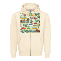 Sandshell Planes, Trains, and Automobiles pattern Chiffon Top Zipper Hoodie - minhPixels