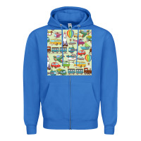True Royal Planes, Trains, and Automobiles pattern Chiffon Top Zipper Hoodie - minhPixels