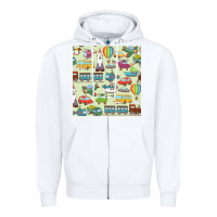 White Planes, Trains, and Automobiles pattern Chiffon Top Zipper Hoodie - minhPixels