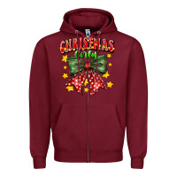 Burgundy festive holiday bow design Zipper Hoodie - CowhideDigitalArt