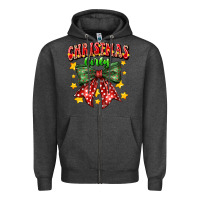 Charcoal Heather festive holiday bow design Zipper Hoodie - CowhideDigitalArt