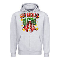 Heather Grey festive holiday bow design Zipper Hoodie - CowhideDigitalArt