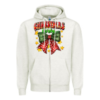 Oatmeal Heather festive holiday bow design Zipper Hoodie - CowhideDigitalArt