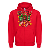 Red festive holiday bow design Zipper Hoodie - CowhideDigitalArt