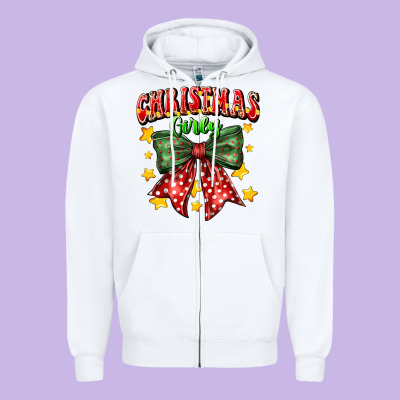 Festive Holiday Bow Design Zipper Hoodie Designed By Cowhidedigitalart