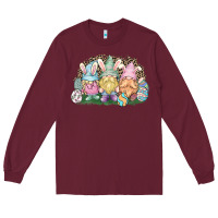 Burgundy Easter Day gnomes Long Sleeve Tee - HowdyJamesFarm