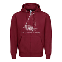 Burgundy Life Is Better On A Boat Sailboat Sketch Cool Sailing Gifts Zipper Hoodie - minhPixels