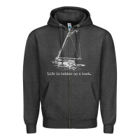 Charcoal Heather Life Is Better On A Boat Sailboat Sketch Cool Sailing Gifts Zipper Hoodie - minhPixels
