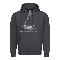 Smoke Life Is Better On A Boat Sailboat Sketch Cool Sailing Gifts Zipper Hoodie - minhPixels