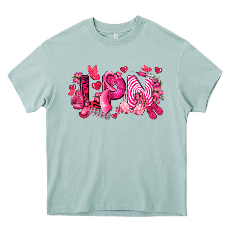 Lpn Breast Cancer Certified Nursing Assistant Heavy Core Tee by LillyAllenDesigns | Teevron