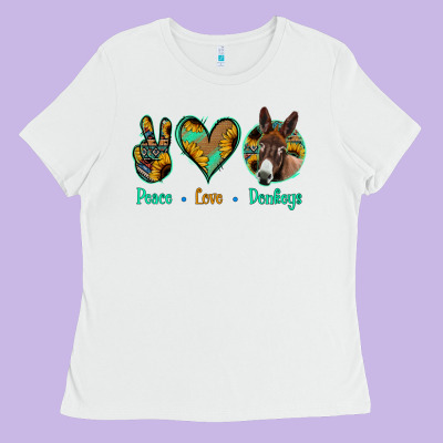 Peace Love Donkeys Ladies Tee Designed By Bettercallsaul