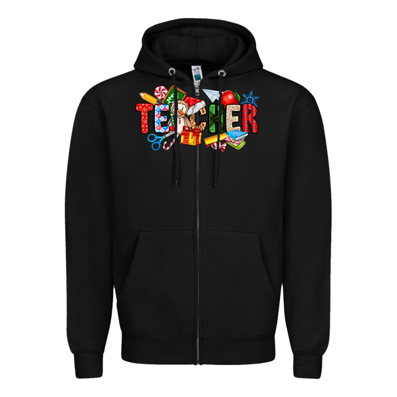 Christmas Teacher Zipper Hoodie by CowhideDigitalArt | Teevron