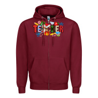 Burgundy Christmas teacher Zipper Hoodie - CowhideDigitalArt