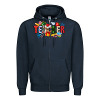 Navy Christmas teacher Zipper Hoodie - CowhideDigitalArt