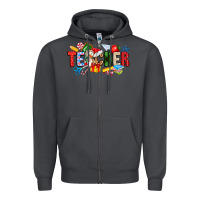 Smoke Christmas teacher Zipper Hoodie - CowhideDigitalArt