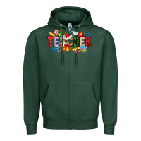 Sports Green Christmas teacher Zipper Hoodie - CowhideDigitalArt