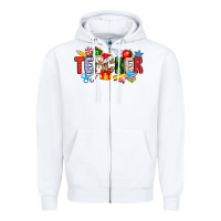 White Christmas teacher Zipper Hoodie - CowhideDigitalArt