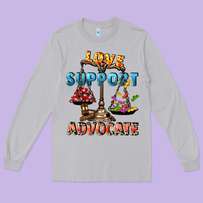 Love Support Advocate Long Sleeve Tee Designed By Cowgirlartshop