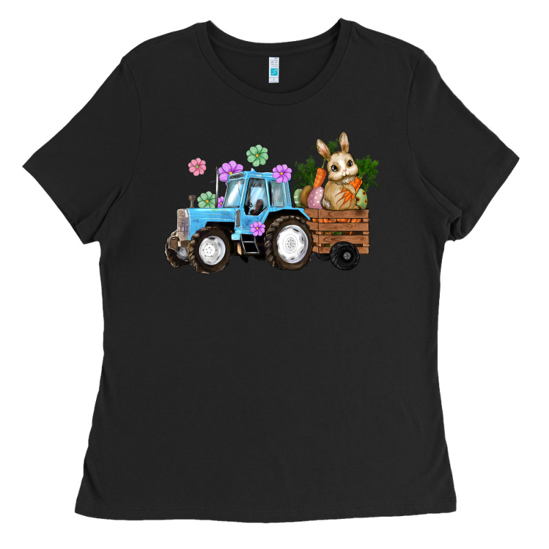 Easter Tracktor Bunny Carrot Flowers  Egg Ladies Tee by RanaPortraitStore | Teevron