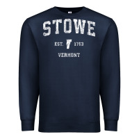 Navy Stowe Vermont Vt Vintage Athletic Sports Premium Sweatshirt - minhPixels