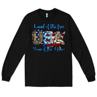 Black land of the free home of the brave american flag background Long Sleeve Tee - Jasminsmagicworld