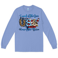 Colony Blue land of the free home of the brave american flag background Long Sleeve Tee - Jasminsmagicworld