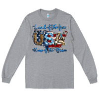 Heather Grey land of the free home of the brave american flag background Long Sleeve Tee - Jasminsmagicworld