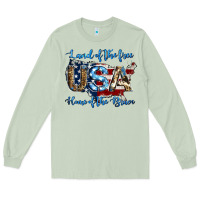 Matcha land of the free home of the brave american flag background Long Sleeve Tee - Jasminsmagicworld