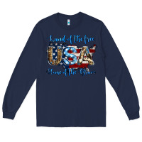 Navy land of the free home of the brave american flag background Long Sleeve Tee - Jasminsmagicworld