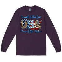 Plum land of the free home of the brave american flag background Long Sleeve Tee - Jasminsmagicworld