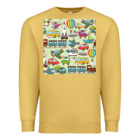 Antique Gold Planes, Trains, and Automobiles pattern Chiffon Top Premium Sweatshirt - minhPixels