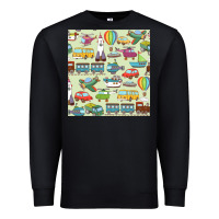 Black Planes, Trains, and Automobiles pattern Chiffon Top Premium Sweatshirt - minhPixels