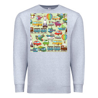 Heather Grey Planes, Trains, and Automobiles pattern Chiffon Top Premium Sweatshirt - minhPixels