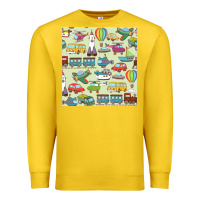 Lemon Planes, Trains, and Automobiles pattern Chiffon Top Premium Sweatshirt - minhPixels