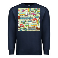 Navy Planes, Trains, and Automobiles pattern Chiffon Top Premium Sweatshirt - minhPixels