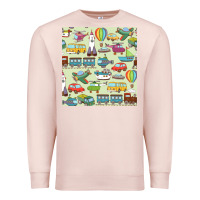 Pale Pink Planes, Trains, and Automobiles pattern Chiffon Top Premium Sweatshirt - minhPixels