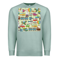 Seafoam Planes, Trains, and Automobiles pattern Chiffon Top Premium Sweatshirt - minhPixels