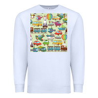 White Planes, Trains, and Automobiles pattern Chiffon Top Premium Sweatshirt - minhPixels