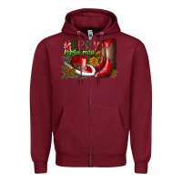 Burgundy cowboy merry christmas Zipper Hoodie - CowhideDigitalArt