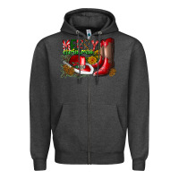Charcoal Heather cowboy merry christmas Zipper Hoodie - CowhideDigitalArt