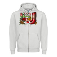 Dove Grey cowboy merry christmas Zipper Hoodie - CowhideDigitalArt
