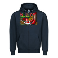 Navy cowboy merry christmas Zipper Hoodie - CowhideDigitalArt