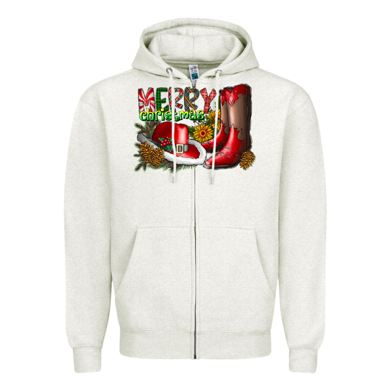 Cowboy Merry Christmas Zipper Hoodie by CowhideDigitalArt | Teevron