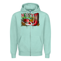 Seafoam cowboy merry christmas Zipper Hoodie - CowhideDigitalArt