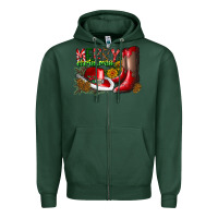 Sports Green cowboy merry christmas Zipper Hoodie - CowhideDigitalArt
