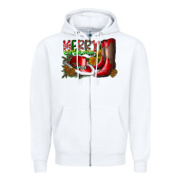 White cowboy merry christmas Zipper Hoodie - CowhideDigitalArt