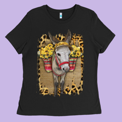 Donkey With Sunflowers Ladies Tee Designed By Bettercallsaul