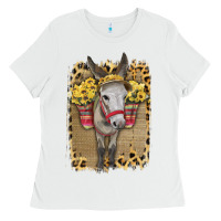 White Donkey With Sunflowers Ladies Tee - Bettercallsaul