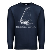 Navy Life Is Better On A Boat Sailboat Sketch Cool Sailing Gifts Premium Sweatshirt - minhPixels